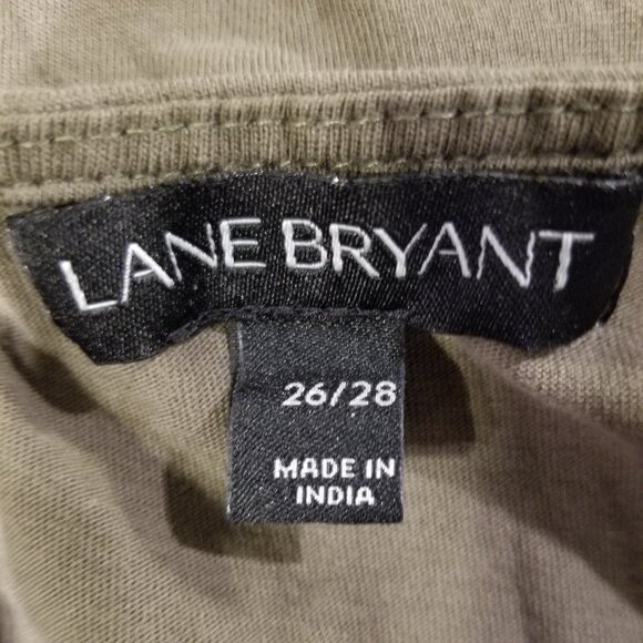 Lane Bryant Size 26/28 Olive Green Tank Top Sheer Sequins Boho Peasant - Picture 3 of 5